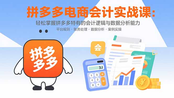 拼多多电商会计实战课：轻松掌握拼多多特有的会计逻辑与数据分析能力-铜臭网