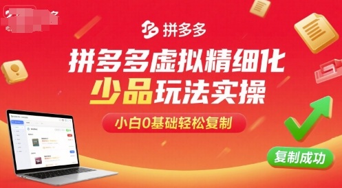 拼多多虚拟精细化少品玩法实操,小白0基础轻松复制-铜臭网