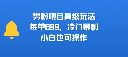 男粉项目高级玩法，每单899，冷门暴利，小白也可操作-铜臭网