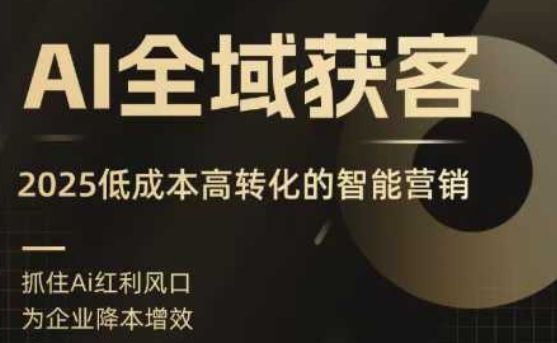 AI全域获客实训营，2025低成本高转化的智能营销，精准找客，高效营销-铜臭网
