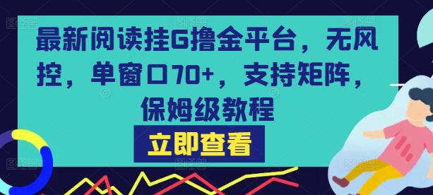 最新阅读挂G撸金平台，无风控，单窗口70+，支持矩阵，保姆级教程【揭秘】-铜臭网