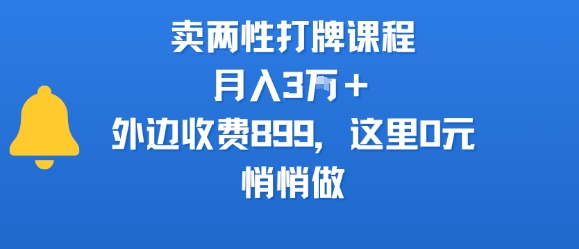 卖两性打牌课程，月入3W+外边收费899的课程，这里0元，悄悄做-铜臭网