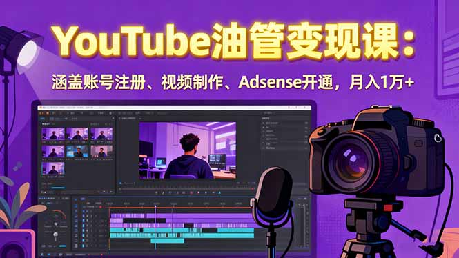 2025YouTube油管变现课：涵盖账号注册、视频制作、Adsense开通，月入1万+-铜臭网