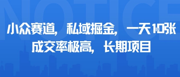 小众赛道，私域掘金，一天多张，成交率极高，长期项目-铜臭网