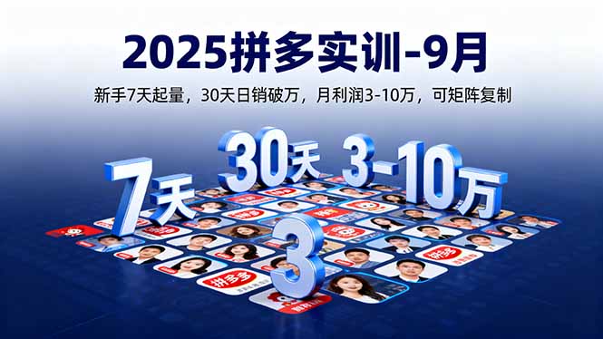 2025拼多多实训-9月:新手7天起量,30天日销破万,月利润3-10万,可矩阵复制-铜臭网