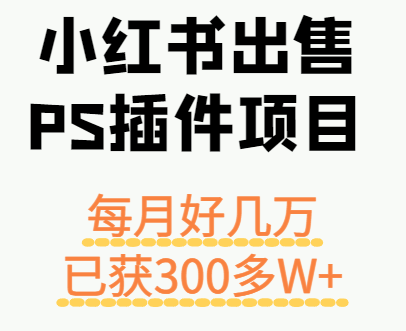 小红书出售PS插件项目，每月都收入好几万，长期操作已获利300多W+-铜臭网