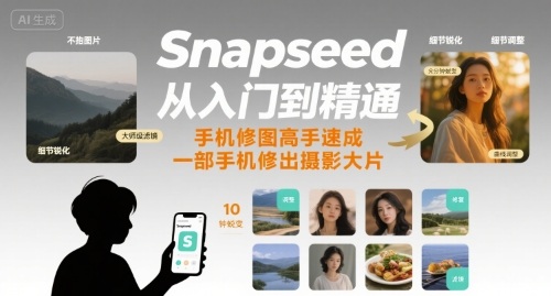 Snapseed从入门到精通，手机修图高手速成，一部手机就能修出摄影大片-铜臭网