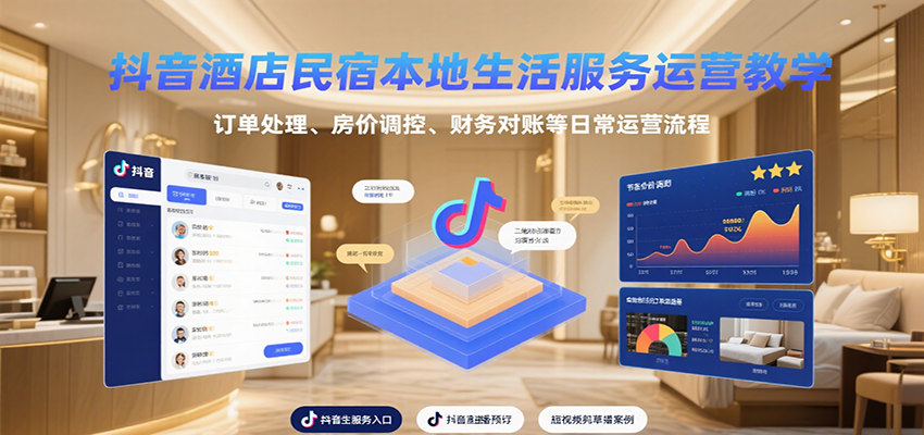 抖音酒店民宿本地生活服务运营教学，订单处理、房价调控、财务对账等日常运营流程-铜臭网