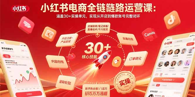 小红书电商全链路运营课：涵盖30+实操单元，实现从开店到爆款账号完整闭环-铜臭网