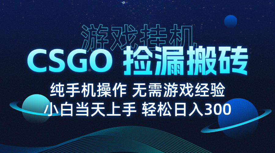 8月最新游戏搬砖，CSGO纯挂机，不需要玩游戏，实现真挂机，月入1W+-铜臭网