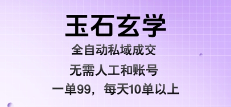 玉石玄学全自动私域成交，一单99每天十单以上，无需人工和矩阵账号，蓝海项目直接干【揭秘】-铜臭网