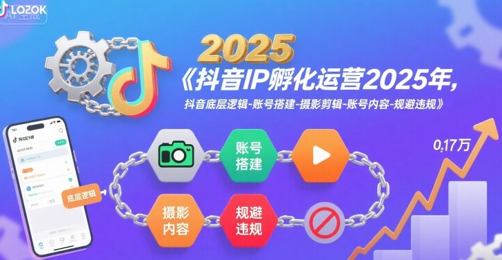 抖音IP孵化运营2025年，抖音底层逻辑-账号搭建-摄影剪辑-账号内容-规避违规-铜臭网