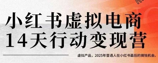 小红书虚拟电商14天变现训练营，虚拟产品，2025年普通人在小红书最后的搞钱机会(更新)-铜臭网