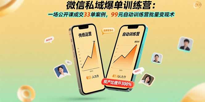 微信私域爆单训练营：一场公开课成交33单案例，99元自动训练营批量变现术-铜臭网
