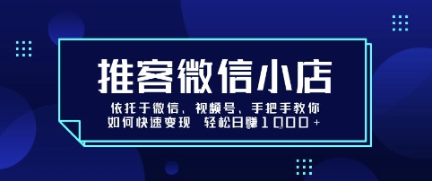 推客微信小店依托于微信、视频号，手把手教你如何快速变现 轻松日入1k+【揭秘】-铜臭网
