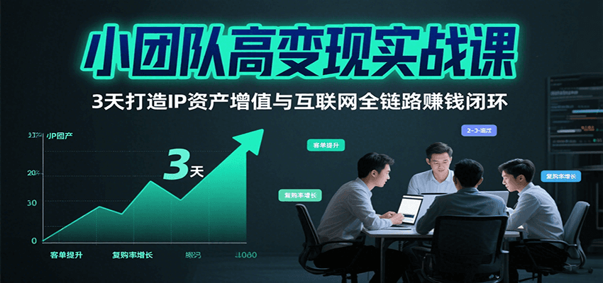 小团队高变现实战课，3天打造IP资产增值与互联网全链路赚钱闭环(第二期)-铜臭网