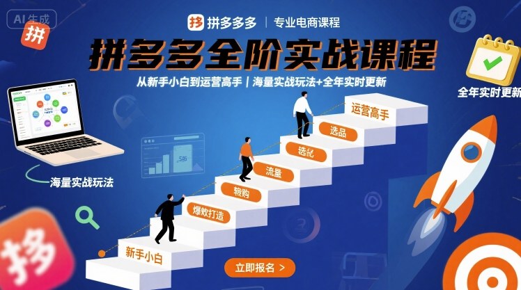 拼多多全阶实战课程,从新手小白到运营高手,海量实战玩法+全年实时更新【2025年9月更新】-铜臭网