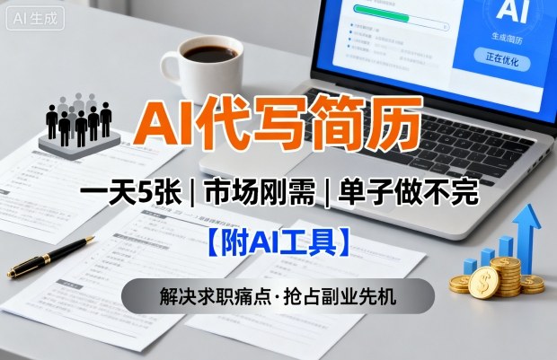 AI代写简历，一天5张，今年找工作难，市场刚需，单子做不完【附AI工具】-铜臭网