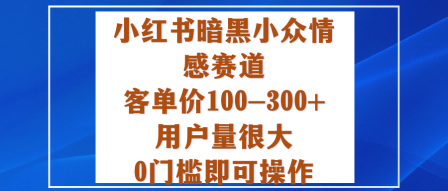 小红书暗黑小众情感赛道，客单价100-300+用户量很大，0门槛即可操作-铜臭网