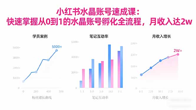 2025小红书水晶账号速成课：快速掌握从0-1水晶账号孵化全流程，月收入达2w-铜臭网