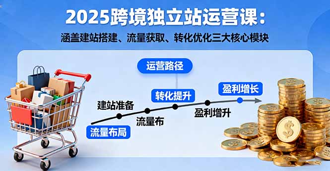2025跨境独立站运营课：涵盖建站搭建、流量获取、转化优化三大核心模块-铜臭网