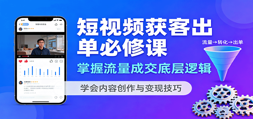 短视频获客出单必修课:掌握流量成交底层逻辑,学会内容创作与变现技巧-铜臭网