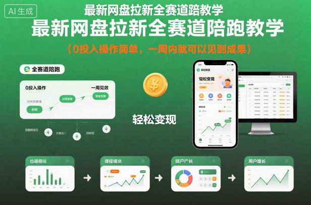 最新网盘拉新全赛道陪跑教学，0投入操作简单，一周内就可以见到成果-铜臭网