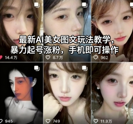 最新AI美女图文玩法教学，暴力起号涨粉，手机即可操作-铜臭网