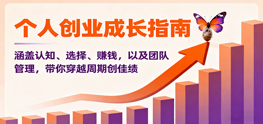 个人创业成长指南：涵盖认知、选择、赚钱，以及团队管理，带你穿越周期创佳绩-铜臭网