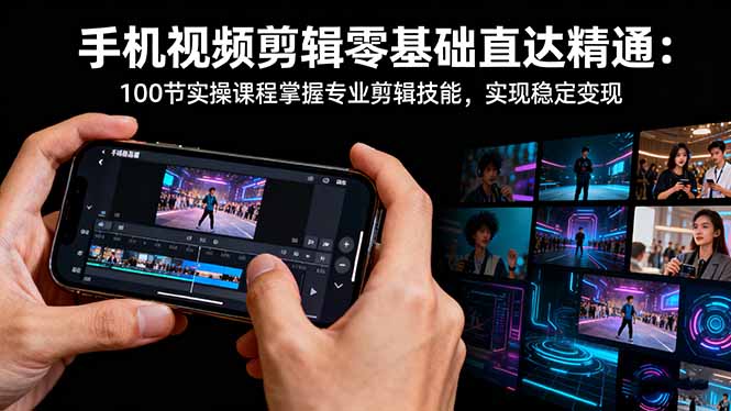 手机视频剪辑零基础直达精通：100节实操课程掌握专业剪辑技能，实现稳…-铜臭网