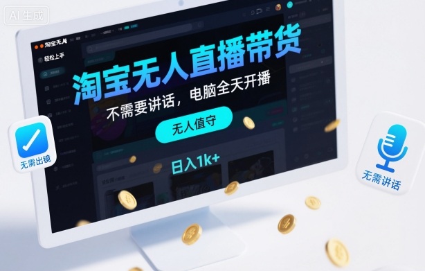 淘宝无人直播带货，不需要出镜，不需要讲话，电脑全天开播，轻松上手，日入1k+【揭秘】-铜臭网