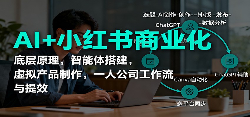 AI+小红书商业化，底层原理，智能体搭建，虚拟产品制作，一人公司工作流与提效-铜臭网