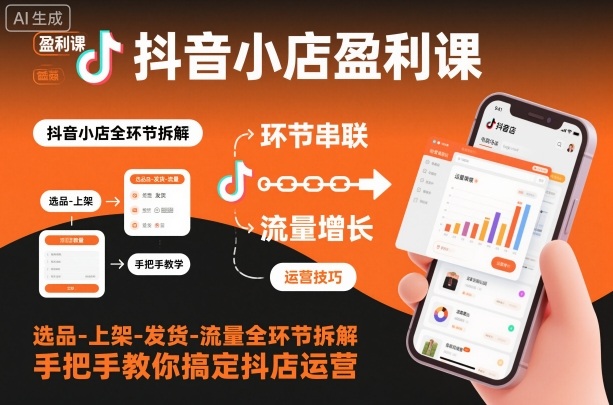 抖音小店盈利课-选品-上架-发货-流量全环节拆解，手把手教你搞定抖店运营-铜臭网