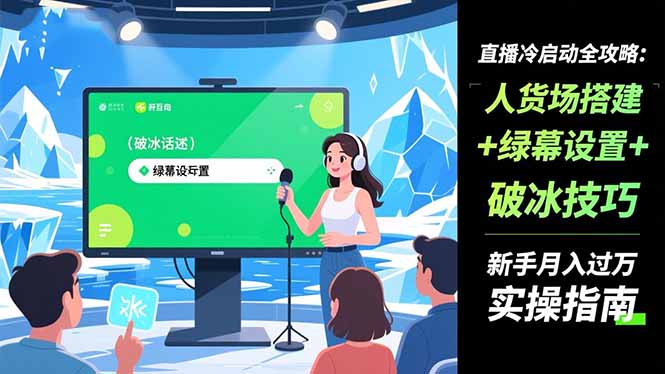直播冷启动全攻略:人货场搭建+绿幕设置+破冰技巧，新手月入过万实操指南-铜臭网