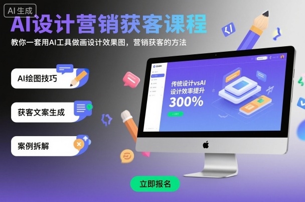 AI设计营销获客课程,教你一套用AI工具做画设计效果图,营销获客的方法-铜臭网
