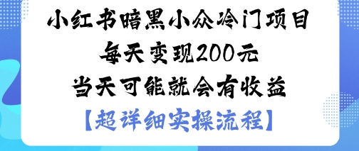 小红书暗黑小众冷门项目每天变现2张当天可能就会有收益-铜臭网