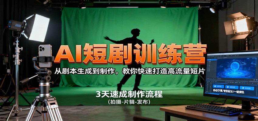 AI短剧训练营，从剧本生成到制作，教你快速打造高流量短片-铜臭网