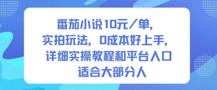 番茄小说10米每单，实拍玩法，0成本好上手，详细实操教程和平台入口适合大部分人-铜臭网