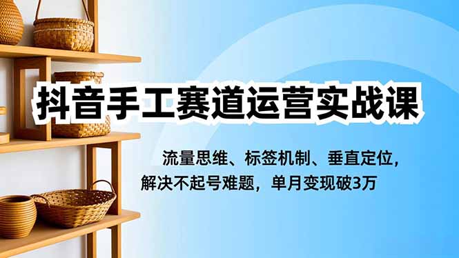 抖音手工赛道运营实战课，流量思维、标签机制、垂直定位，解决不起号难题，单月变现破3万-铜臭网