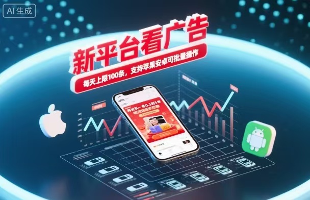 新台看广告，养好机一条5毛到5块，单机日入30到100，支持苹果安卓，可批量操作。-铜臭网