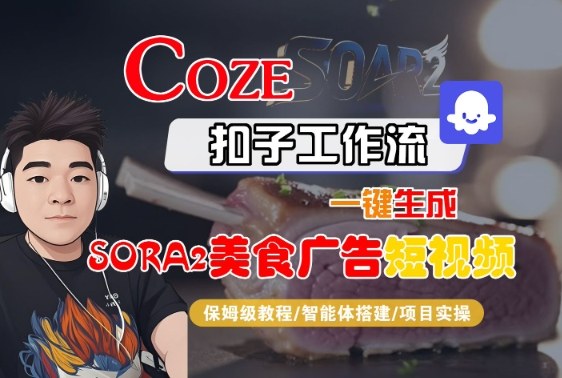 Coze扣子智能体工作流一键生成“SORA2美食广告“短视频，全流程保姆级教学-铜臭网