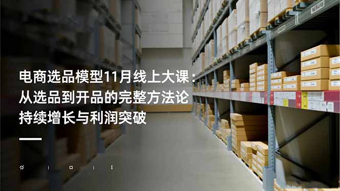 电商选品模型11月线上大课：从选品到开品的完整方法论 持续增长与利润突破-铜臭网