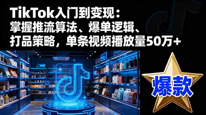 TikTok入门到变现：掌握推流算法、爆单逻辑、打品策略，单条视频播放量50w-铜臭网