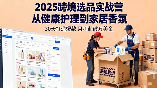 2025跨境选品实战营：从健康护理到家居香氛，30天打造爆款,月利润破万美金-铜臭网