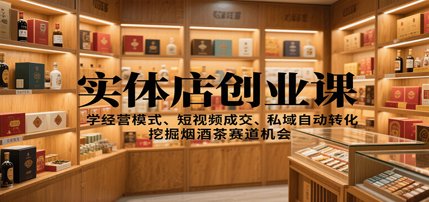 实体店创业课：学经营模式、短视频成交、私域自动转化，挖掘烟酒茶赛道机会-铜臭网