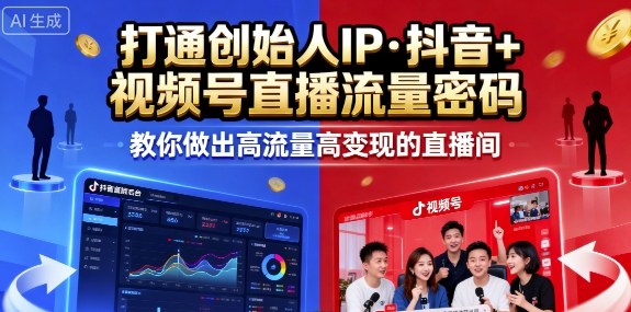 25年直播9-10两期线下课，打通创始人IP，抖音+视频号直播流量密码，教你做出高流量高变现的直播间-铜臭网