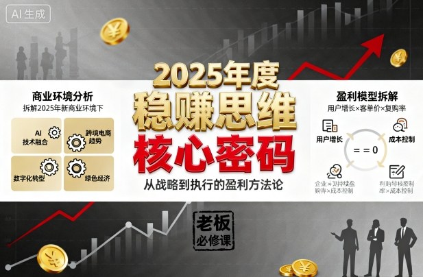 2025年度稳賺思维老板创业营，拆解2025年新商业环境下，企业实现持续盈利的核心密码-铜臭网