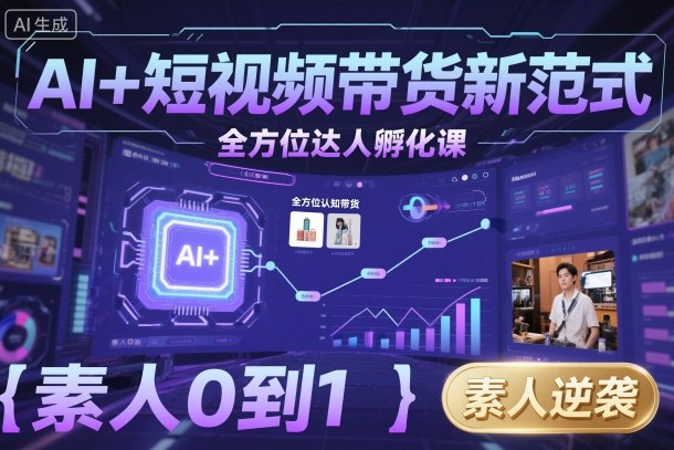 AI+短视频带货新范式全方位达人孵化课，素人也可以从0到1，全方位认知短视频带货-铜臭网