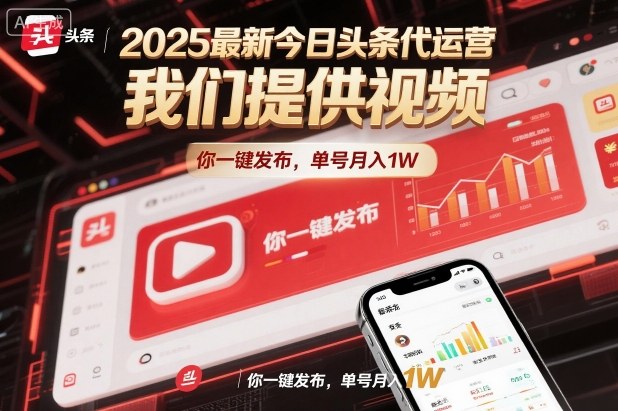 2025最新今日头条代运营，我们提供视频，你一键发布，单号月入1W【揭秘】-铜臭网