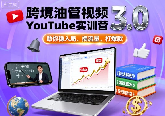 跨境油管视频YouTube实训营3.0,助你稳入局、搞流量、打爆款-铜臭网